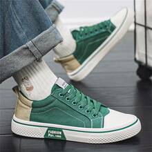 Men's Casual Canvas Shoes - Breathable Low-Top Lace-Up Shoes, PVC Sole, Fashionable Blue & White Color, Suitable For Casual Wear - Green - View 5