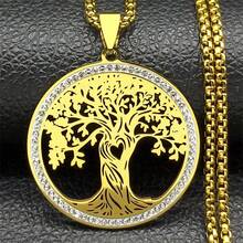 Crytstals Aesthetic Tree Of Life Heart Necklace For Women Men Stainless Steel Gold Color Lucky Amulet Chain Jewelry Gift - Necklace - View 10