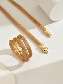 2 pezzi Set di bracciale e collana autunno/inverno, stile retrò punk da donna con catena a serpente, catena a rete versatile e stratificata, gioielli hip-hop esagerati adatti per uso quotidiano, strada e festa