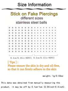 Set de pegatinas de nariz y labios falsos, joyas de perforación facial falsa sin perforación de acero inoxidable, pegatinas desechables para labios, nariz y cejas - Pegatinas - Ver 2