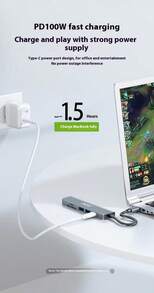 Acer Type-C 扩展坞、千兆以太网端口、USB3.0 集线器、RJ45 适配器、HDMI 4K@60Hz、PD 充电扩展坞 - 深灰色 - 查看 7