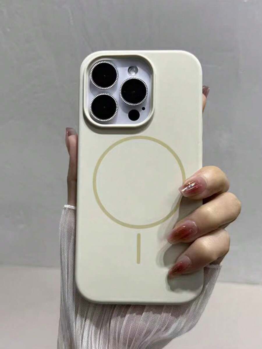 Luxury Magnetic Soft Silicone Bracelet Phone Case Compatible With Phone 17 16 15 14 13 12 11 Pro Max Plus For Magnetic Wireless Charge Shockproof Cover - Beige - View 1