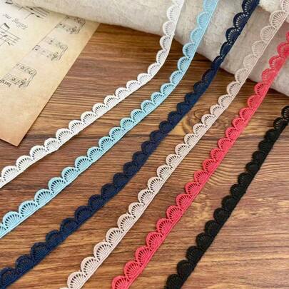 5Yards, 0.39in Wide, Multicolor Embroidery Lace Trim Ribbon, Semicircular Design, Suitable For DIY Sewing, Sofa Covers, Curtain, Home Decor, Invitations, Gift Wrapping, Clothing Embellishment, Sewing Craft Edge, Lace Fabric