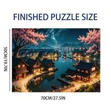 1000片拼图玩具，尺寸70厘米*50厘米，油画风景卡通图案，成人减压，装饰艺术品，适合万圣节、圣诞节、生日礼物 - 彩色 - 查看 3