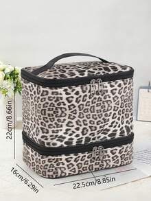 1 pieza Bolsa de almacenamiento de herramientas de maquillaje para mujer, organizador de cuidado de la piel para viajes, bolso grande con capacidad clásica y de moda con estampado de leopardo, esencial para mujer, regalo de Navidad, bolso, viaje, regalo para mujer, esencial de viaje, bolso, embrague / bolso pequeño, organizador de maquillaje, organizador de maquillaje, bolso, soporte de brochas, mini bolso, bolso de gran capacidad, regalo para mujer, regalo de Navidad, ideas de regalo para mujer