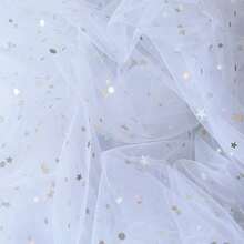 1pc Metallic Star & Moon Mesh Fabric, Sequin Starry Sky Tulle, Wedding Backdrop Veil, DIY Craft Material, Multi-Color Options - Multicolor - View 22