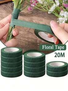 40米/2卷花园花艺师茎缠绕花艺胶带，绿色花艺胶带，DIY工艺花艺装饰材料，适用于花束、婚礼、母亲节、复活节 - Green tape 40M - 查看 17
