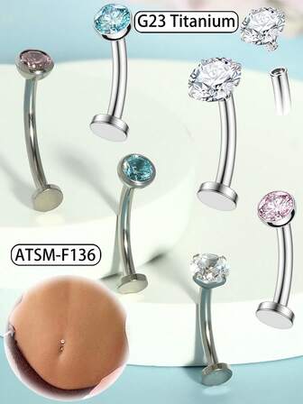 1Pc ASTM F136 Titanium 14G Belly Button Rings With Zirconia Trendy10-14mm Navel Bell Button Piercing Jewelry Piercing Body Jewelry