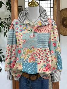 Autumn Women's Long-Sleeved Pink Printed Shirt - Nhiều màu - Xem 1