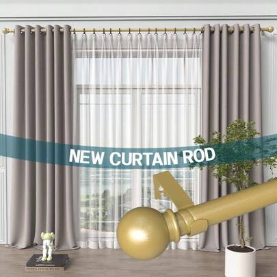 1 pieza Barra de cortina dorada/plateada (incluye soportes y tornillos), de alta resistencia, fácil instalación, diseño versátil, apta para diversas ventanas y cortinas, se puede usar en cocina, dormitorio, comedor, etc.