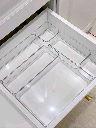 1pc Desktop Drawer Storage Box, Built-In Divider, Makeup Storage, Desktop Storage, Multiple Sizes To Choose From, Used For Organizing Stationery And Daily Necessities In Student Dormitories, Multiple Sizes Of Transparent Stackable Containers, Desktop Organizer For Autumn Decoration, Holiday Decoration, Home Storage, Christmas Gift Storage, Christmas Accessory Storage, Valentine's Day Gift Storage