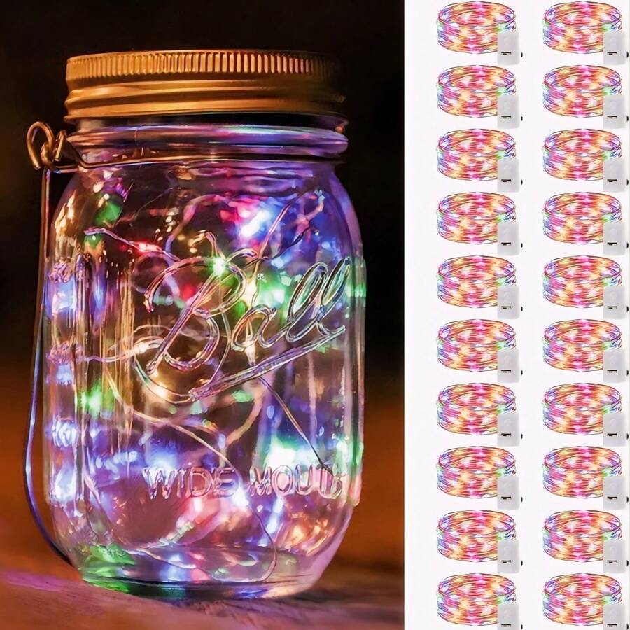 Colorful Fairy Lights Battery Powered String Lights, 3 Functions: Fast Flash, Slow Flash, Constant On, Silver Wire Twinkle Lights Suitable For DIY, Party, Wedding, Bedroom, Holiday Decoration, Available In 1m10LED /2m20LED/3m30LED And 10pcs/20pcs - Color - View 1