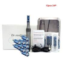 dr realpen Kit de herramienta de belleza profesional Derma Pen M8S con Microneedling, incluye 12 piezas de agujas de repuesto de 0.25MM - Gris Claro - Ver 10