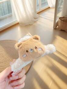 قطعة واحدة من مشبك شعر دب تيدي فرو لطيف، مشبك شعر فتاة حلو، مشبك شعر على شكل حيوان عصري، إكسسوار شعر لموسم الخريف/الشتاء، هدية أساسية، إكسسوار موضة للتنقل اليومي، مشبك شعر على شكل باندا/ضفدع/أرنب/فرخة إكسسوارات شعر للنساء