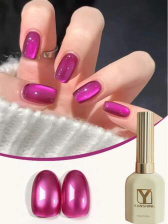 Esmalte de uñas en gel de color rojo rubí intenso de 15ml con efecto magnético de ojos de gato - Brillo de gelatina de color borgoña con destellos para uñas de invierno y Navidad, brillo aurora para manicura DIY y de salón con secado UV/LED