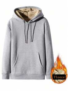 Suéter de unicolor para hombres, sudadera con capucha forrada térmica para otoño/invierno, de manga larga y cálida, gris, adecuada para actividades al aire deportes en otoño/invierno, puede ser un regalo para amigos, esposos, novios - Gris Claro - Ver 5