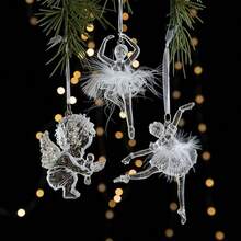 Christmas Ice Crystal Pendant Christmas Tree Pendant Transparent Acrylic Angel Light Luxury Decoration Scene Decoration Props
