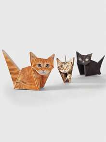 50pcs Paper Foldable Cat Desktop Decor - Perfect Christmas Gift For Cat Lovers, Suitable For Office Party Gifts, DIY Christmas Decorations, Cat Lover Gifts, Holiday Gifts, Holiday Decorations, Fun Desktop Decor, Handmade Style, Stacked Cats, Decorations, Office Workers, Party Planners, Holiday Party Favors