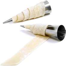 10Pcs Stainless Steel Croissant Mold Pastry Cream Horn Cake Bread Mold 55 Inch Ice Cream Molds Baking Cones Cream Horn Molds For Making Croissant Ice Cream, Silver