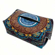 1pc Bohemian Style Leather Tissue Box, Living Room Car Tissue Bag, Household Bathroom Waterproof And Simple Paper Box, Household And Car Bathroom Accessories, Bathroom Supplies, Leather Tissue Storage, Decorative Items - Multicolor - View 6