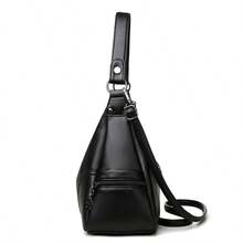 حقيبة يد جلدية ناعمة ذات لون أحادي عصرية، حقيبة كتف متعددة الاستخدامات عالية الجودة، حقيبة يد كبيرة السعة للنساء