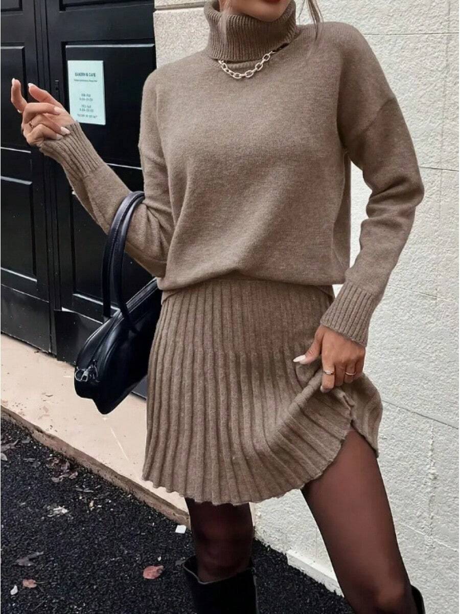 Women Sports Sweater Co-Ords - Brown - View 1