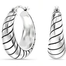 925 Sterling Silver Hoop Earrings SMALL Italian Inspired Filigree Hoop Earrings Lightweight Click Top Antique Oxidized Jewelry Small Chunky Filigree Earring Hoops For Women