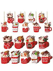 18 buc, Decorațiuni de Crăciun cu atmosferă, Decorațiuni din lemn de Crăciun, Decorațiuni pentru bradul de Crăciun, Decorațiuni pentru curte, Decorațiuni pentru casă, Decorațiuni pentru grădină - Multicolor - Vizualizare 6