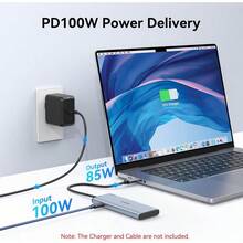 USB C To USB C Hub Dual Monitor USBC Splitter With 4K@60Hz DP Alt Mode Video Output 10Gbps Data Transfer 100W PD Charging Dual Monitors Adapter For Laptop Portable Monitor And More Type C Devices - Xám - Xem 7