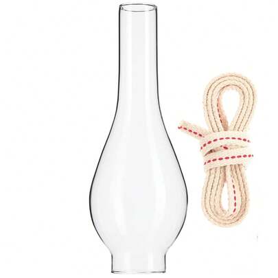 Pantalla de cristal vintage para lámpara de aceite, pantalla de globo de lámpara de queroseno antigua y transparente para uso en el hogar, al aire libre y para acampada. 1 pantalla de lámpara de 9.6 pulgadas de altura y 1 mecha de 40 pulgadas de largo