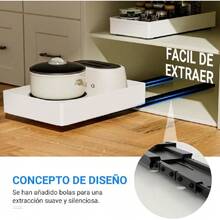 3 Pack Organizador Extraíble para Armarios de 40cm de Profundidad, Cajones Extraíbles para Armarios de Cocina, Organizador de Armarios Multiusos para Cocina, Baño, Almacenaje en Casa (Blanco),24326072 - Neblina azul - Ver 5