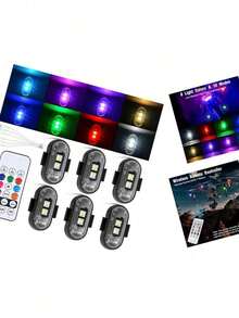 4PCS Wireless LED Strobe Lights With Remote Control, 8 Colors Rechargeable LED Lights Anti-Collision Led Emergency Warning Lights For Car Motorcycle Bike Drone Aircraft - 6pcs - View 2