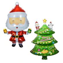 2 piezas Globos de papel de aluminio con forma de árbol de Navidad y Papá Noel, globos de helio para decoración navideña en el hogar y fiestas, decoración 2026 - Multicolor - Ver 7