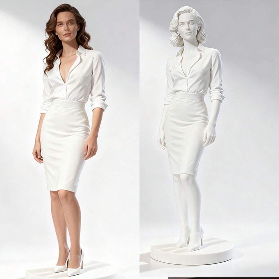 Custom 3D Printed Personalized Q-Version Figurine, Full White Model Action Figure - White - View 1