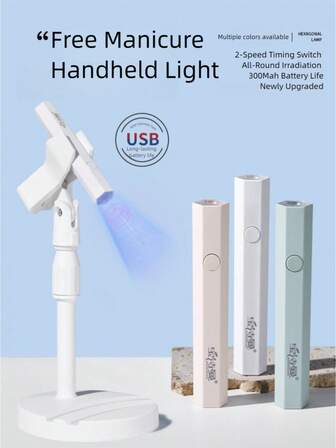 UV LED 美甲灯，适用于凝胶指甲油干燥，LED 灯带支架和两个定时器，小巧便携，无需动手即可贴假指甲，非常适合美甲沙龙或家庭 DIY