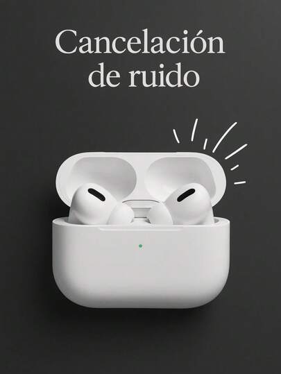 Auriculares inalámbricos pro 2g con cancelación activa de ruido, carga inalámbrica magnética, conexión instantánea inteligente, disponibles en versión Tipo C y Lightning, e incluyen correa de regalo.