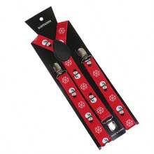 1 pieza Tirantes ajustables de estilo navideño para hombres, tirantes elásticos en Y de estilo unisex con broches de metal resistentes, tirantes de longitud extendida (60-95 cm/23.62-37.4") para dar un ambiente festivo navideño en casa