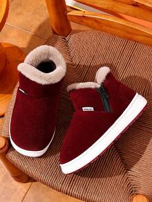 Thermisch gefütterte Schlüpfschuhe mit dicker Sohle und Fersenkappe für Frauen mittleren Alters und Seniorinnen, rutschfeste Hausschuhe/Outdoor-Schneestiefel