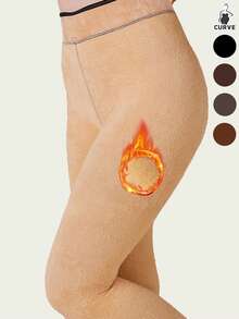 New 200g/300g Plus Size Women Tights, Tight Fit , Autumn/Winter Thermal Lined Tights, High Stretch Seamless , Cozy - Multicolor - View 8