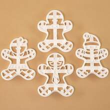 4pcs Gingerbread Man Stamp Mold Cartoon Christmas Stamp Mold Embossing Tool Fondant Baking Cookie Cutter - White - View 11