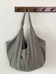 Large Capacity Solid Color Pattern Shoulder Bag, Japanese Minimalist Unprinted Style Tote Bag, Soft Corduroy Fabric Women's Crossbody Bag, Casual Practical Multipurpose Backpack Shopping Bag, Suitable For Work, Study, Travel, Unisex