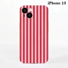 1pc Minimalist Stripe Pattern Perforated Glossy Filmic Case Full Protective Hard Phone Cover, Compatible With IPhone 11/12/13/14/15/16 Pro Max Waterproof Shockproof Anti-Fall Scratch Resistant