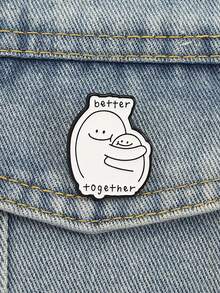 1pc Better Together Enamel Pin, Minimalist Cartoon Hugging Figure Brooch For Backpack, Lapel, Fashion Jewelry Suitable For Men And Women, Daily Wear, Gift For Friends