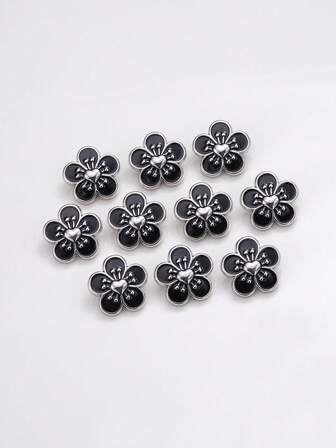 6pcs/Pack Gold Metal Rhinestone Heart & Floral Buttons, Suitable For Hand-Sewing Decoration On Sweaters, Shirts, Jackets, Coats, Wool Sweaters, Suits, Dresses, Scarves, Hats, Gloves DIY Accessories