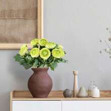 Artificial Ranunculus Flowers With Real Touch Stem, Silk Ranunculus Flowers(10 Pack) (White)-KF - Green - View 8
