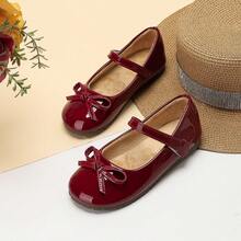 Girl's Cute Spring And Autumn Bow Decoration Princess Style Flat Shoes, Suitable For Children's Performances And Dancing Scenes