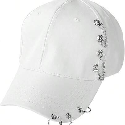 1 szt. unisexowa czapka baseballowa w stylu europejskim i koreańskim Street Punk Hip Hop z żelaznym pierścieniem, czarno-biała