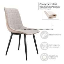 2 Sets Of Armchairs With Metal Frame, Linen Plastic Leather, Comfortable Dining Chair With Sturdy Structure, Lightweight And Modern Multifunctional Space - 灰色 - 查看 3