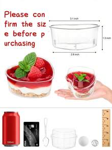 5oz Dessert Cups, Including Tiramisu Cups, Dessert Cups, Transparent Plastic Parfait Cups, Round Appetizer Cups, Suitable For Holding Fruits, Pudding, Mousse, Ice Cream, Applicable For Parties, Weddings, Valentine's Day, New Year And Other Occasions. - Multiple Colors/random Styles - View 4