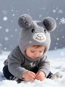 1件婴儿帽子秋冬季可爱儿童冬季宝宝帽子婴幼儿帽子可爱卡通保暖 - 彩色 - 查看 7